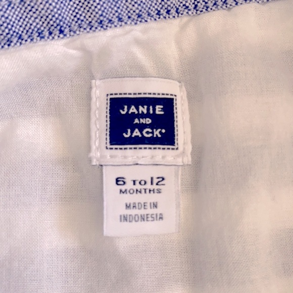 Janie and Jack | Striped Oxford Cotton Nautical Romper Cornflower Blue (6-12M) - Picture 7 of 14